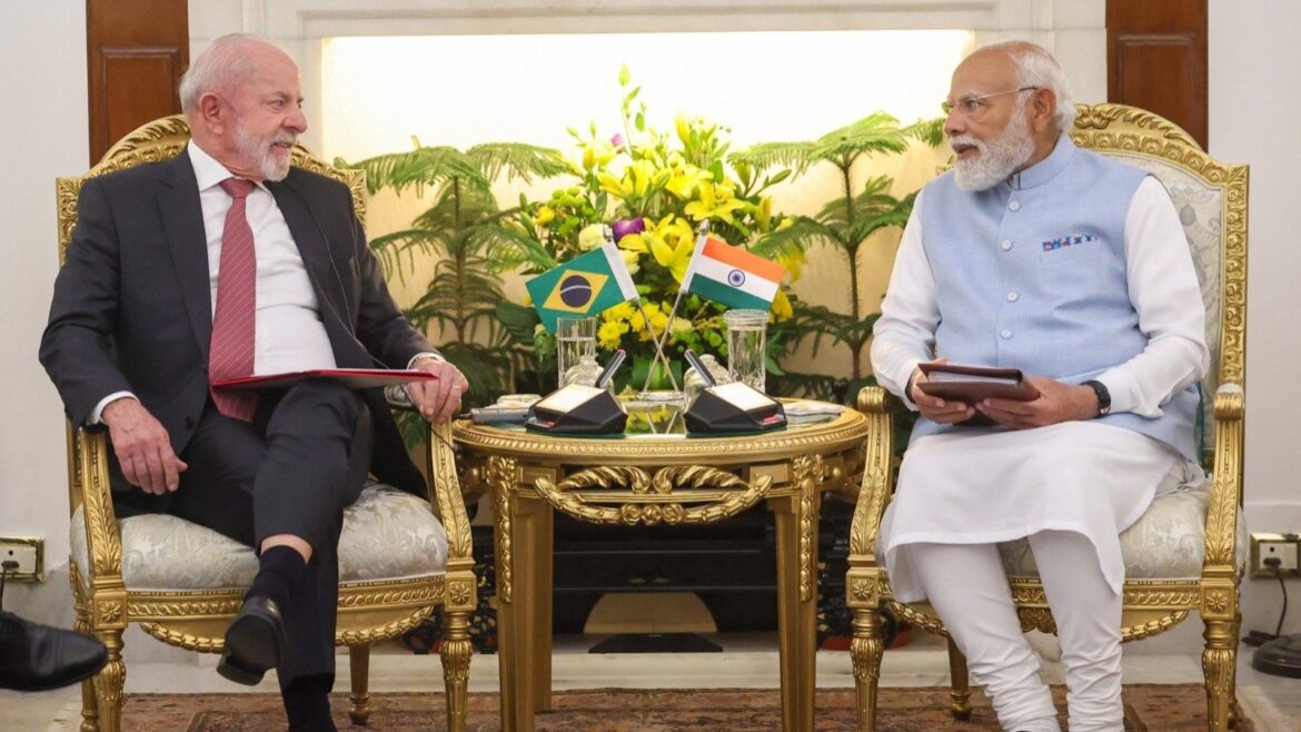 Modi Lula meeting Delhi, India Brazil trade target 20 billion, critical minerals pact India Brazil,
