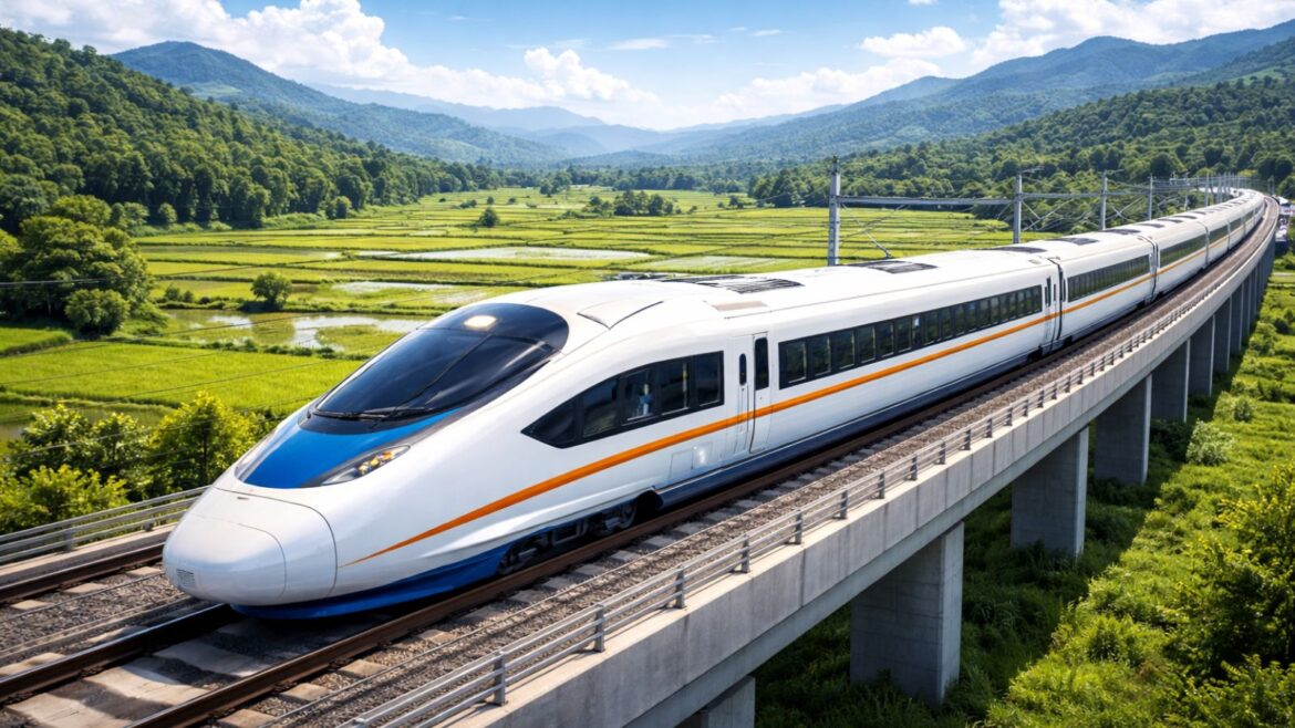 The MAHSR project is passing through Gujarat, Maharashtra and Union Territory of Dadra & Nagar Haveli. (Image generated using AI)