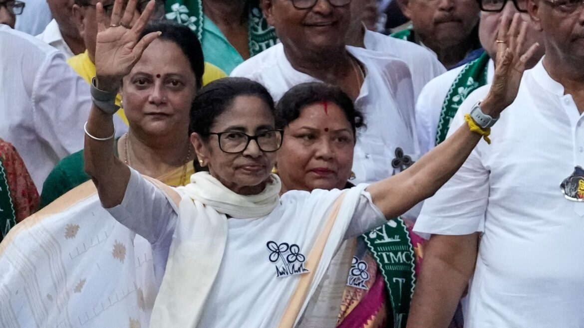 Mamata Banerjee during a poll rally on Thursday (AP Photo)
