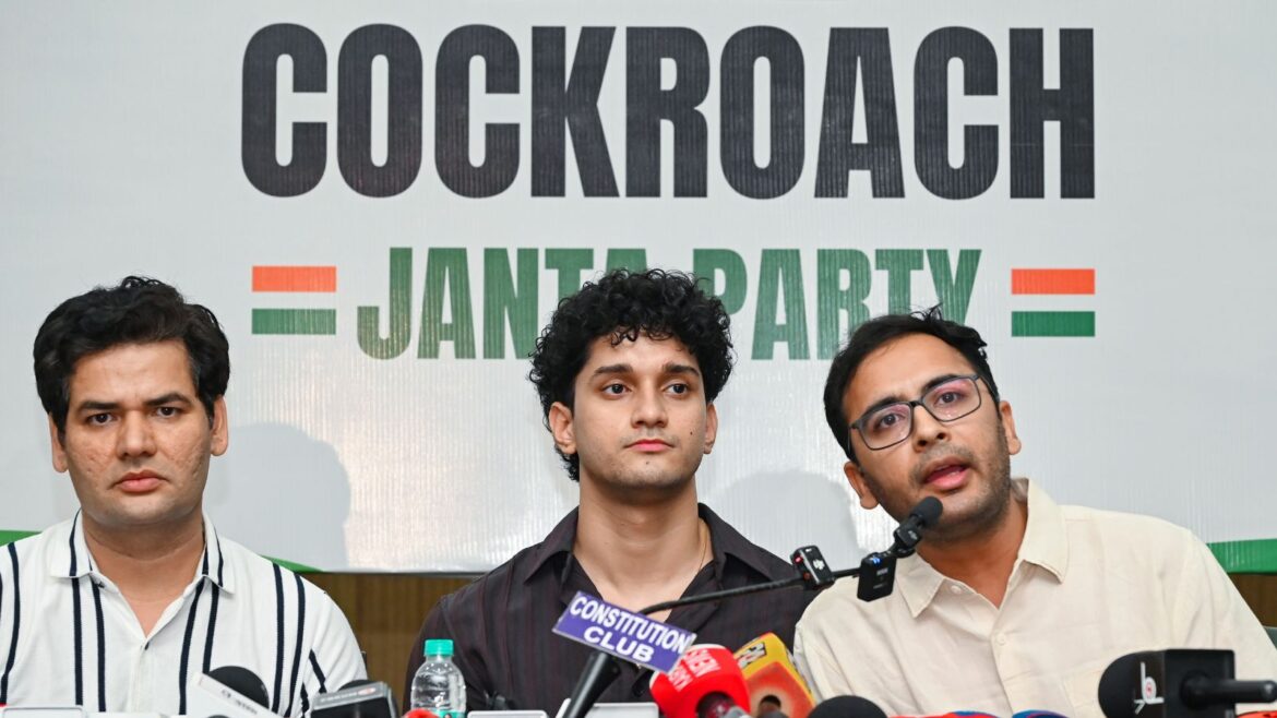 New Delhi, Jun 03 (ANI): Cockroach Janta Party spokespersons Saurav Das, Vijeta Dahiya, and Ashutosh Ranka during a press briefing at the Constitution Club of India, in New Delhi on Wednesday. (ANI Photo)